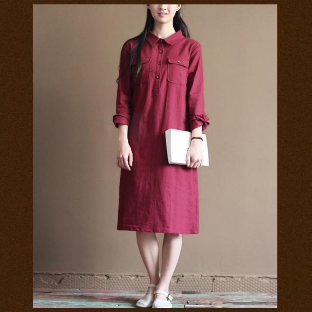 Burgundy plus size linen sundress oversize maternity summer dresses - Omychic