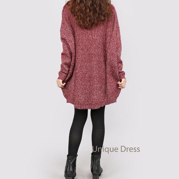 Burgundy plus size women sweater blouse - Omychic
