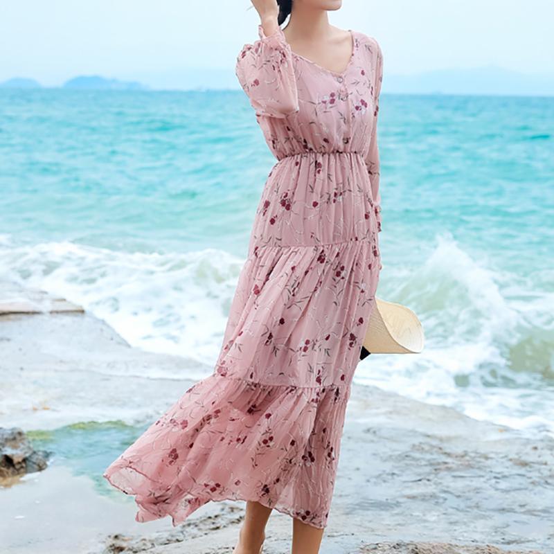 Buttoned Ruffle Layer Bohemian Dress For Women ( Limited Stock) - Omychic