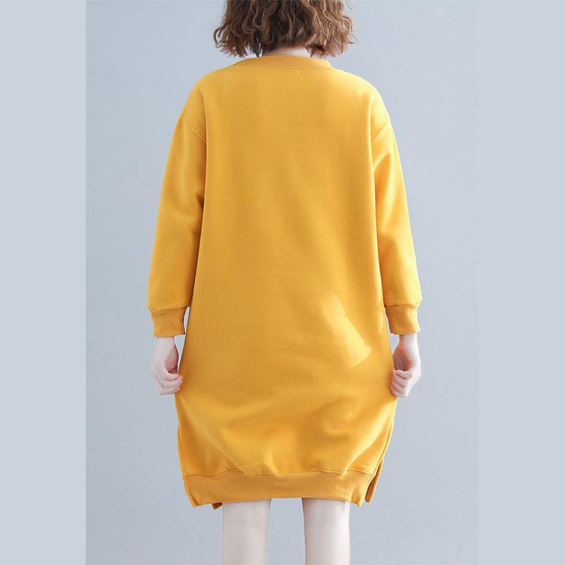 Buy Cotton outfit Fine Outfits yellow shift Dress O neck - Omychic