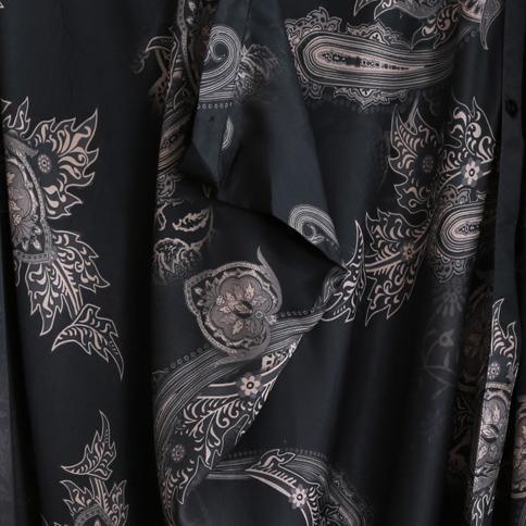 Buy patchwork asymmetric silk dresses Vintage black print long Dress Summer - Omychic