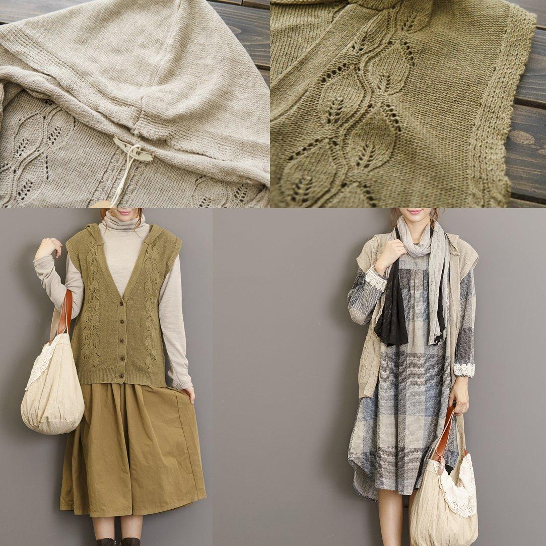 Camel V neck women knit vest tops plus size sweaters shirt - Omychic