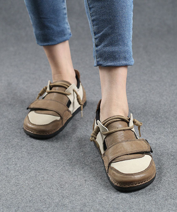 Casual Beige Flat Shoes For Women Splicing Flat Feet Shoes