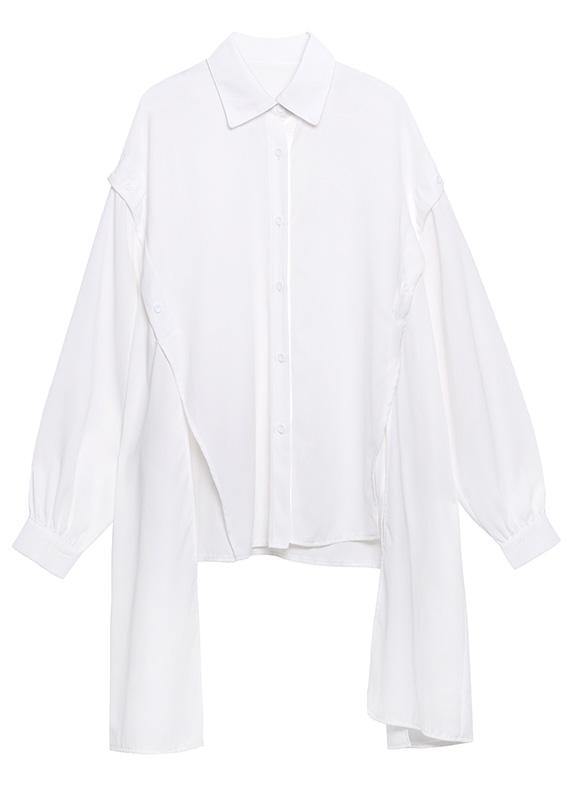 Casual Black Asymmetrical Design Button Shirt Long Sleeve Spring - Omychic