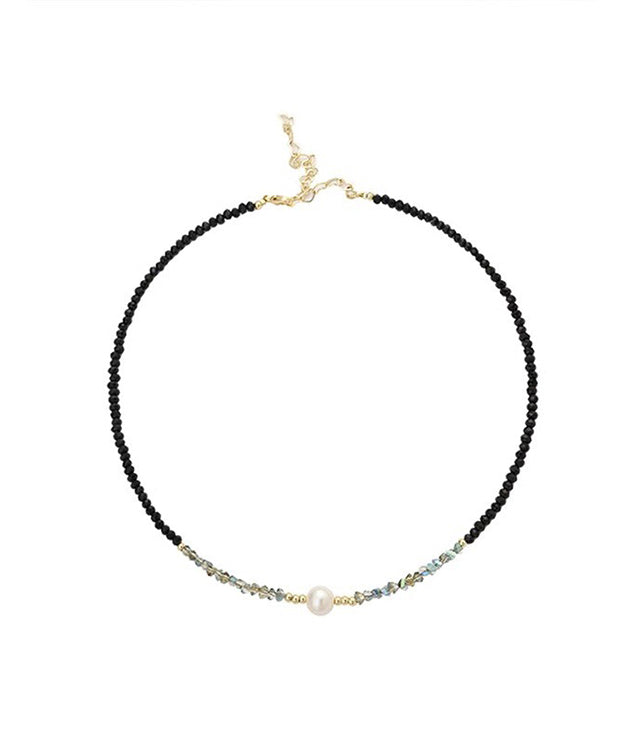 Casual Black Pearl Crystal Necklace