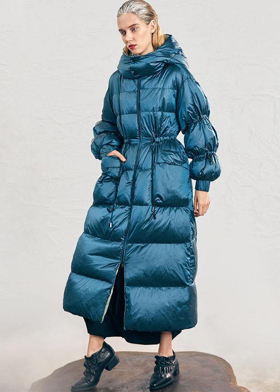 Casual Blue zippered Pockets Winter Duck Down Down Jacket - Omychic