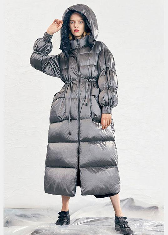 Casual Blue zippered Pockets Winter Duck Down Down Jacket - Omychic