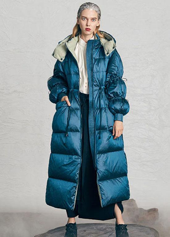 Casual Blue zippered Pockets Winter Duck Down Down Jacket - Omychic