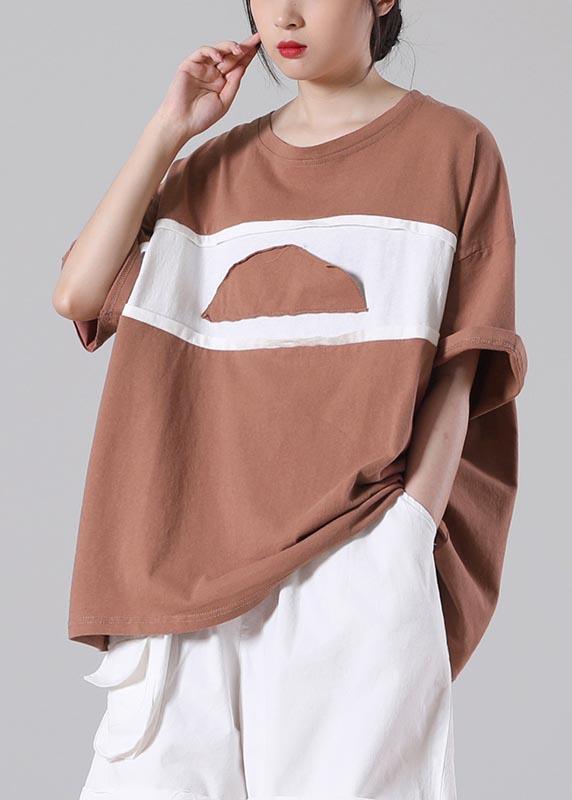 Casual Chocolate Half Sleeve Cotton Summer T Shirts - Omychic