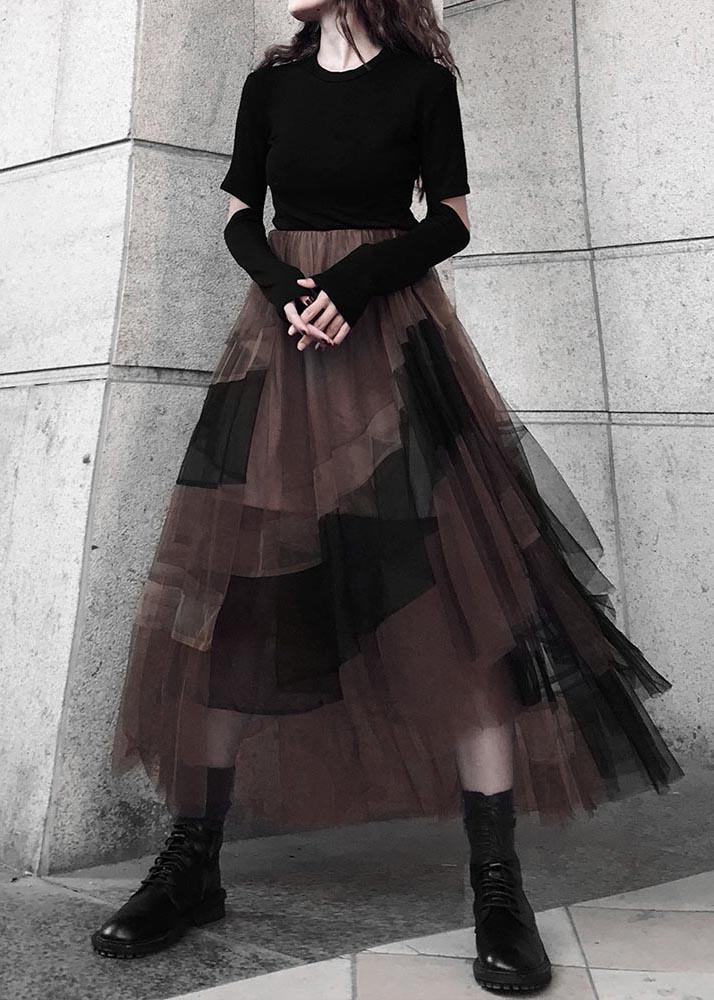 Casual Color block High Waist tulle Skirt Summer - Omychic