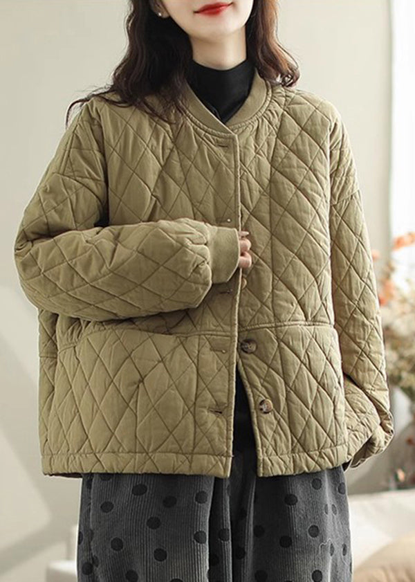 Casual Green Oversized Warm Fine Cotton Filled Coats Winter