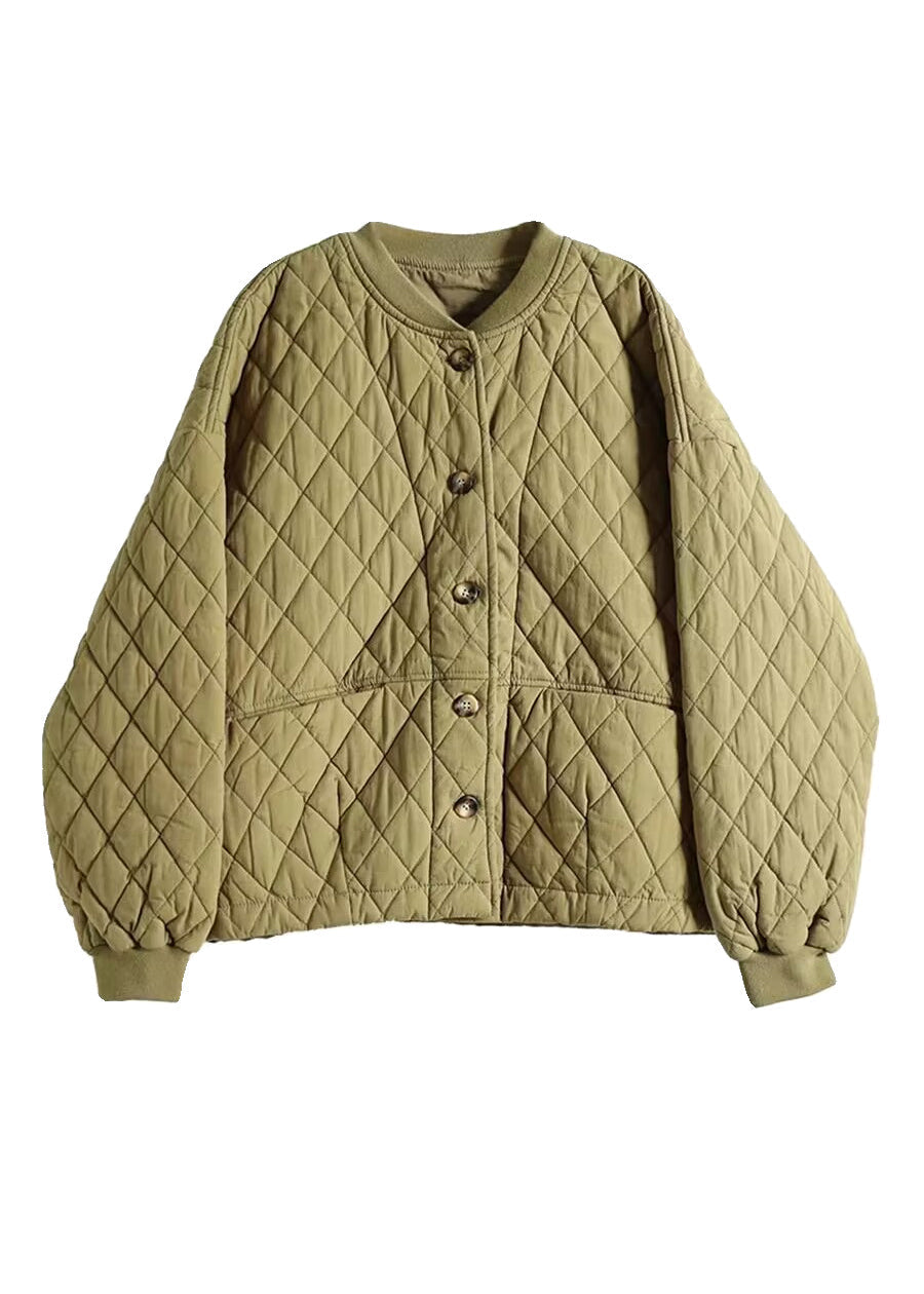 Casual Green Oversized Warm Fine Cotton Filled Coats Winter