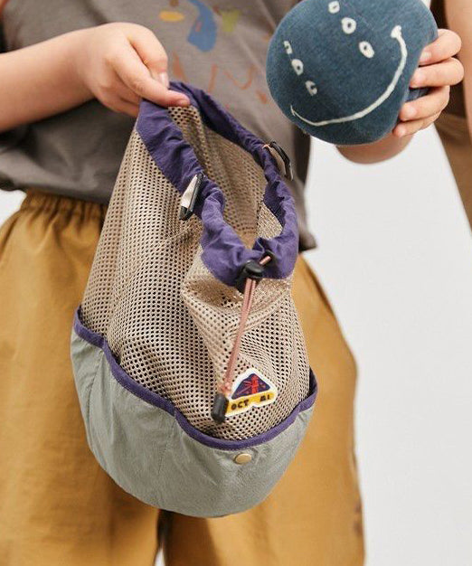 Casual Khaki Drawstring Breathable Mesh CrossBody Backpack Bag