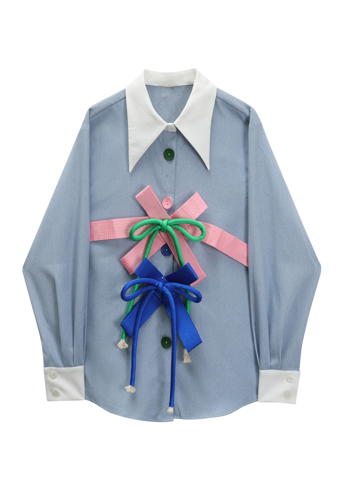 Piped Peter Pan Short Sleeve Shirt - Light Blue main image 1