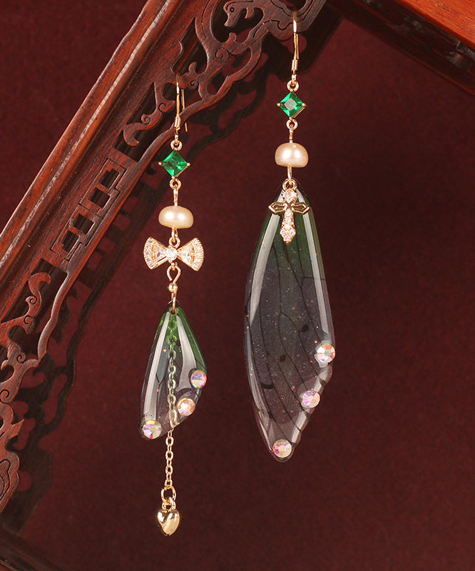 Casual Light Green Metal Pearl Drop Earrings