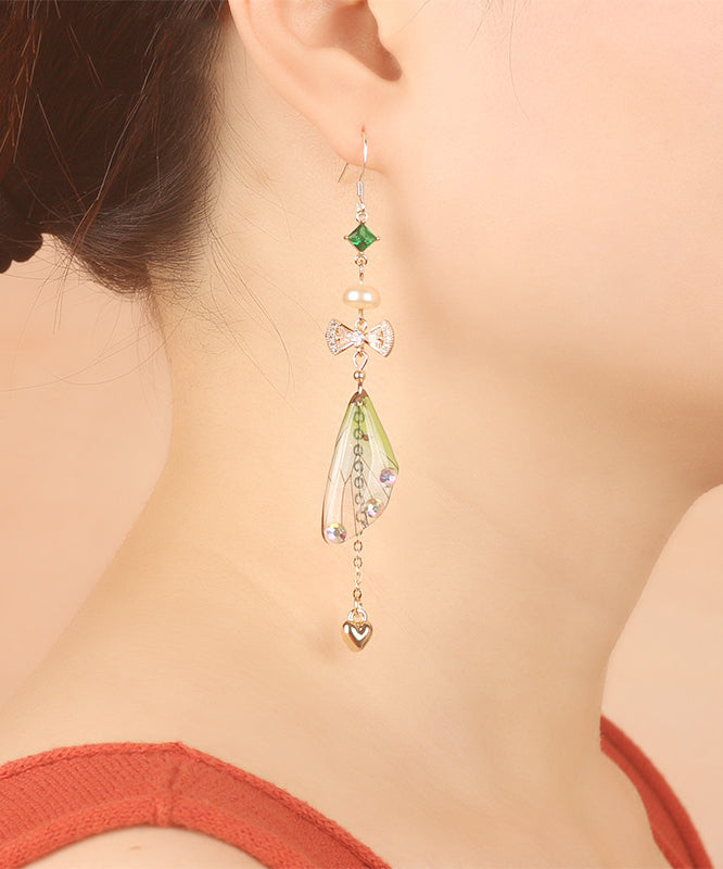 Casual Light Green Metal Pearl Drop Earrings