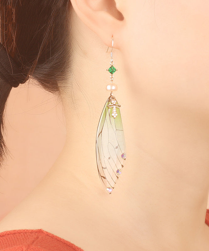 Casual Light Green Metal Pearl Drop Earrings