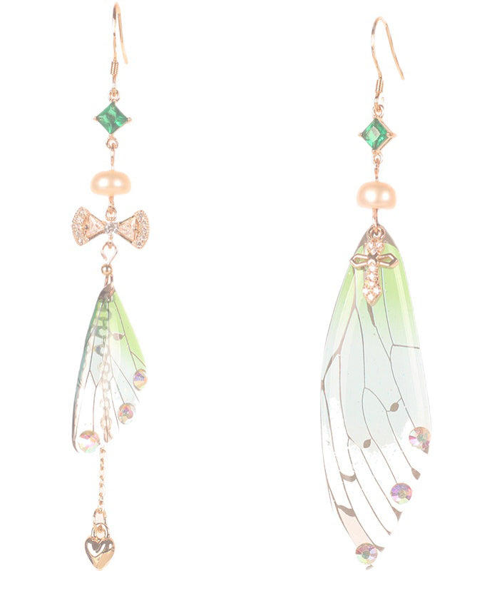 Casual Light Green Metal Pearl Drop Earrings