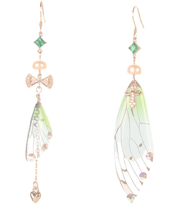 Casual Light Green Metal Pearl Drop Earrings