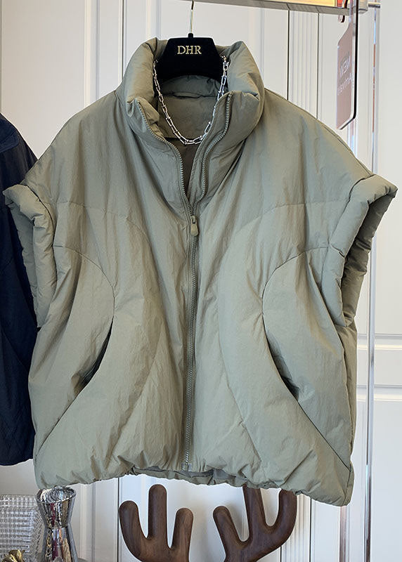 Casual Navy Turtleneck zippered Pockets Winter Sleeveless down vest