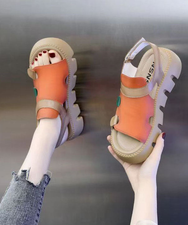 Casual Orange Peep Toe Buckle Strap Splicing Platform Sandals