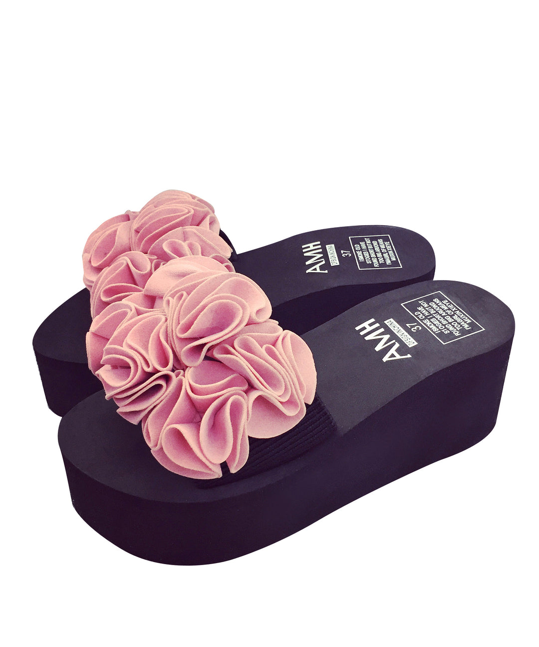 Casual Pink Flower Breathable Mesh Platform Slide Sandals