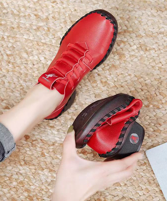 Casual Soft Splicing Chunky Red Cowhide Leather Dance Shoes
