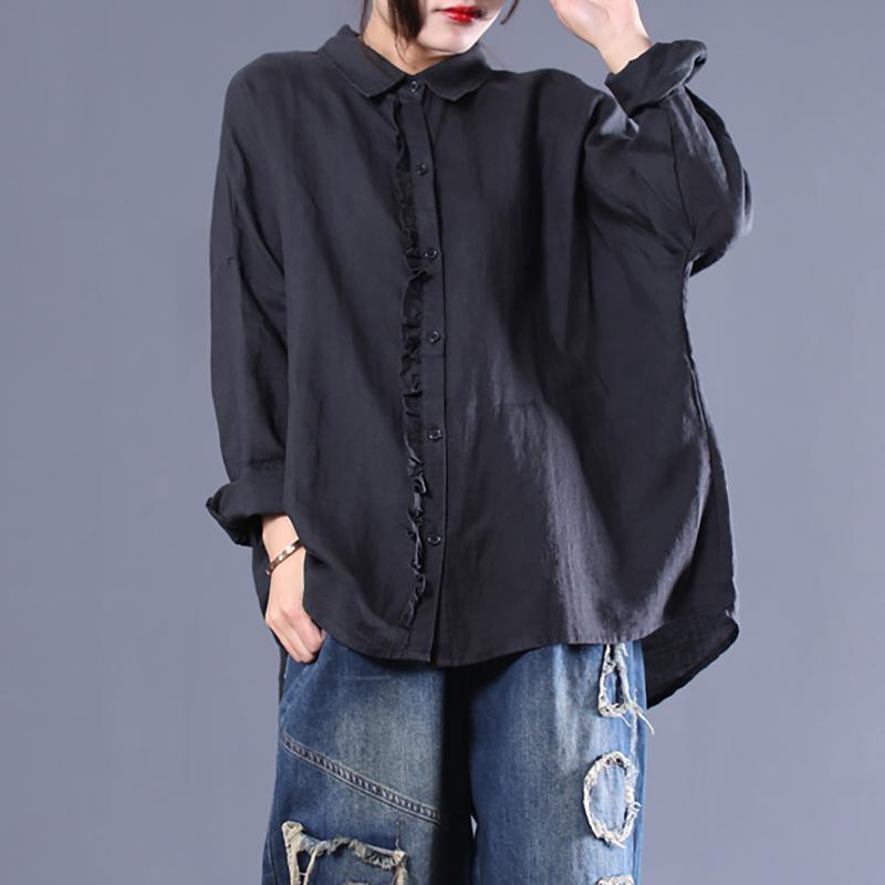 Casual Solid Loose Agaric Lace Splicing Shirt - Omychic