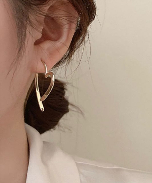 Casual Stylish Gold Copper Overgild Love Hoop Earrings