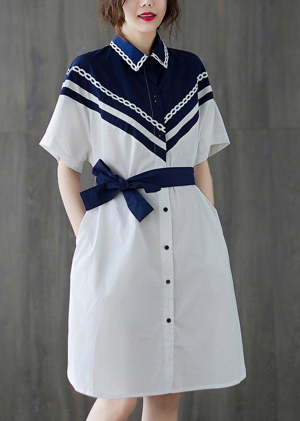 Casual White Patchwork long shirts Summer Cotton Dress ( Limited Stock) - Omychic