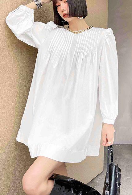 Casual White Puff Sleeve Holiday Summer Cotton Dress - Omychic