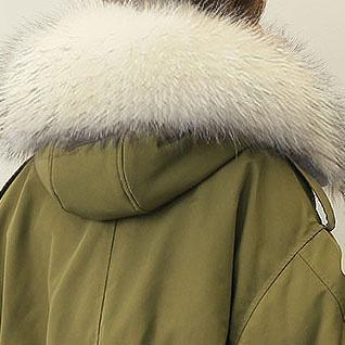 Casual army green down coat winter plussize faux fur collar snow jackets elastic waist Jackets - Omychic