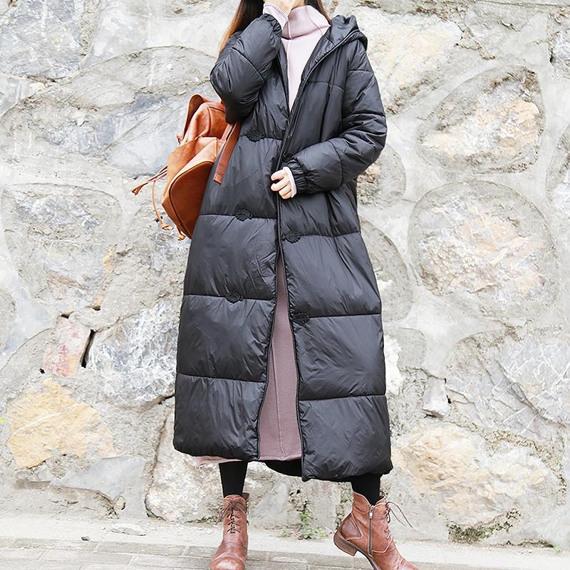 Casual black winter women parka plus size clothing down jacket hooded outwear Chinese Button - Omychic