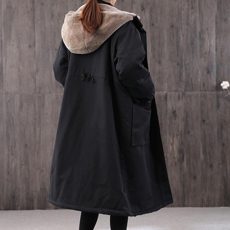 Casual black women parka casual Coats winter hooded thick outwear - Omychic