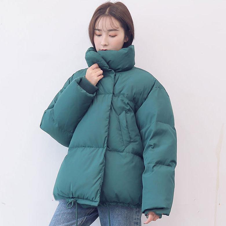 Casual blue warm winter coat plus size stand collar snow jackets long sleeve Jackets - Omychic