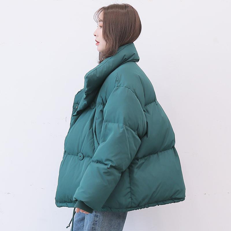 Casual blue warm winter coat plus size stand collar snow jackets long sleeve Jackets - Omychic