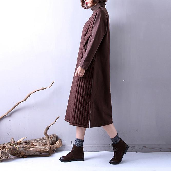 Casual chocolate winter Loose fitting high neck side oPENYZ-2018111405 - Omychic