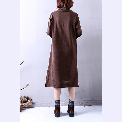 Casual chocolate winter Loose fitting high neck side oPENYZ-2018111405 - Omychic