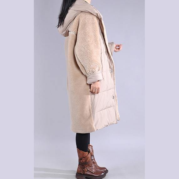 Casual nude womens coats Loose fitting winter jacket zippered hooded winter outwear - Omychic