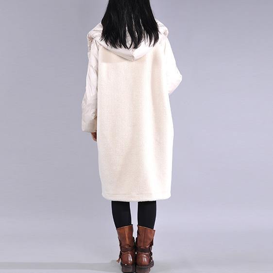 Casual trendy plus size jackets overcoat white hooded pockets women parka - Omychic