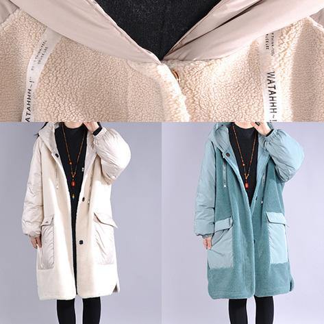 Casual trendy plus size jackets overcoat white hooded pockets women parka - Omychic