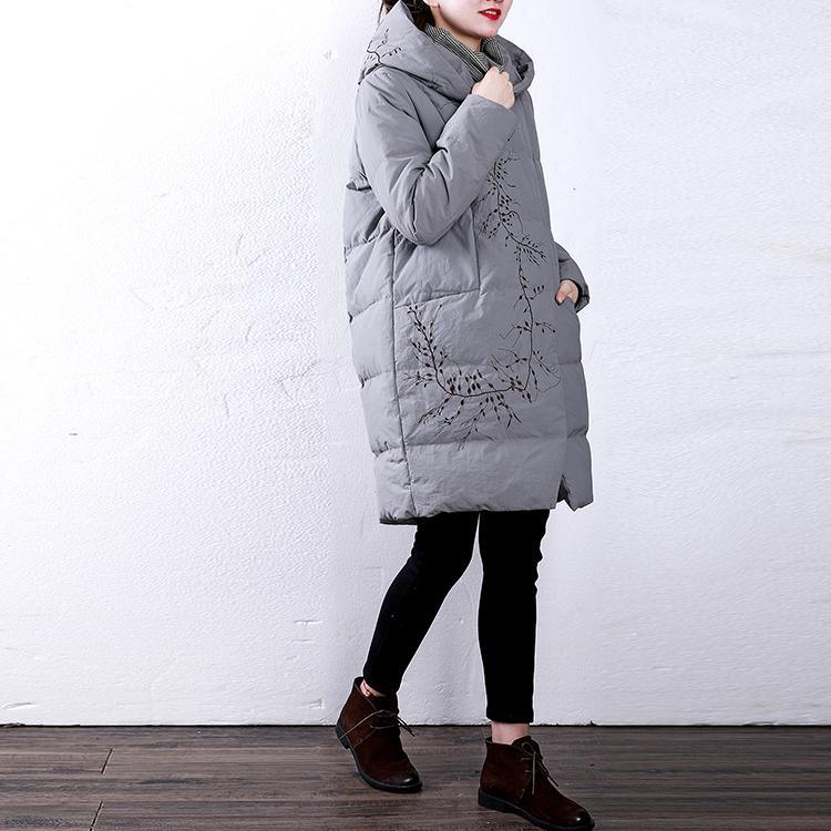 Casual white goose Down coat Loose fitting hoodedYZ-2018111411 - Omychic