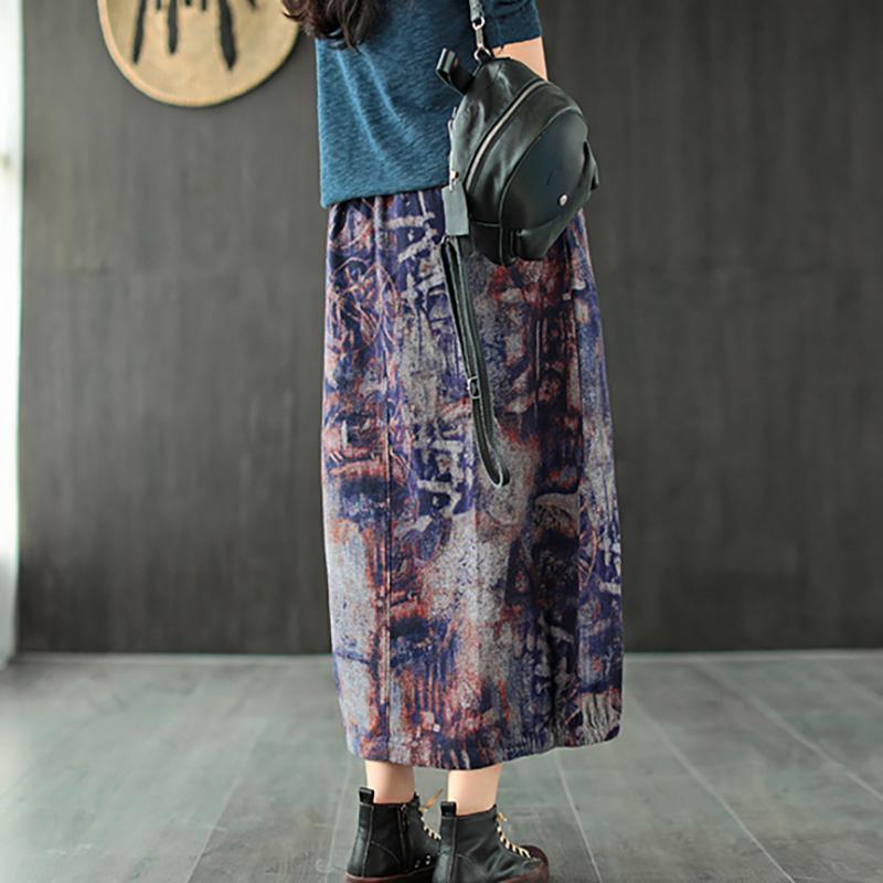 Casual Retro Print Skirt Elastic Waist - Omychic