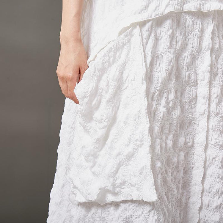 Casual Round Neck Cotton Solid Irregular Dress - Omychic