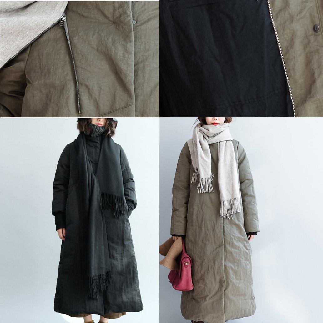 Casual Tea green Parkas plus size down overcoat women long coats winter jacket - Omychic