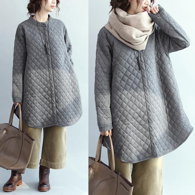 Casual gray down overcoat plus size stand collar down overcoat Casual thin coats - Omychic