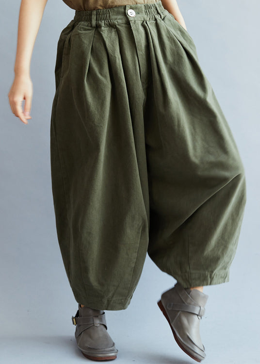 Chic Army Green Pockets wide leg pants Spring