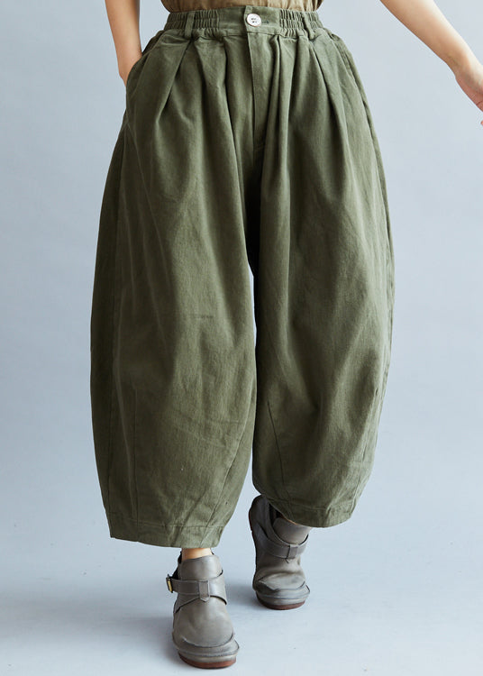 Chic Army Green Pockets wide leg pants Spring