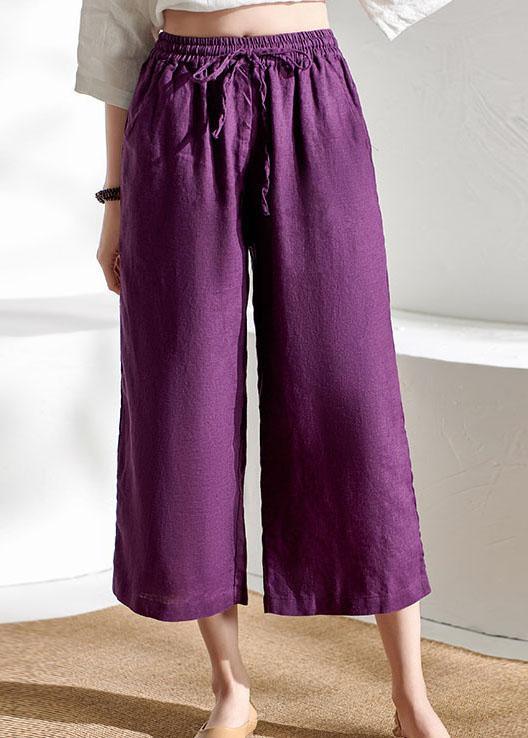 Chic Beige Pockets Casual Wide Leg Summer Pants Linen - Omychic