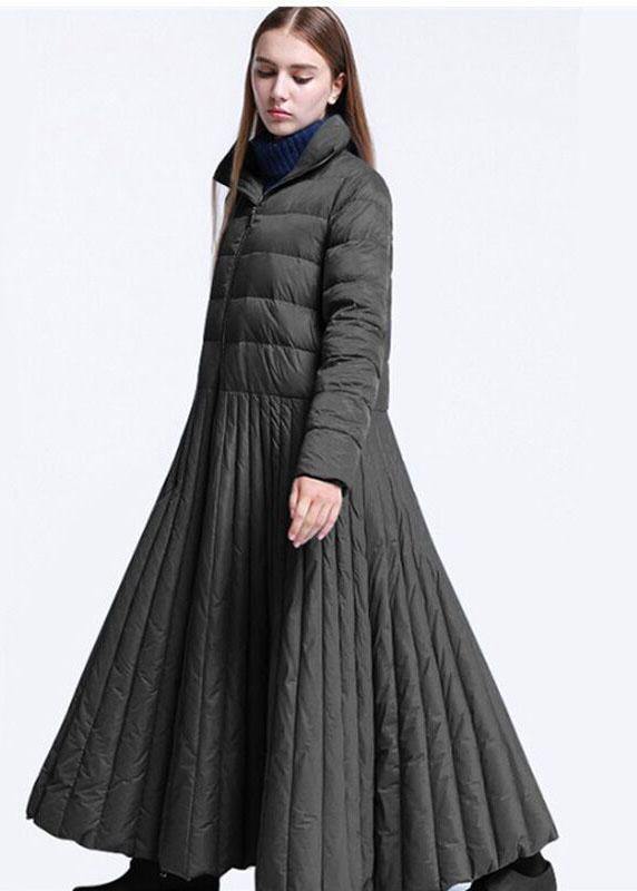 Chic Black Casual Pockets Circle Winter Duck Down down coat - Omychic